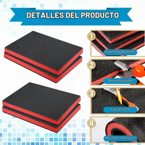 Vista 3 de Outus 4 Piezas Almohadillas de Espuma de Poliuretano Cortables Espuma para Manualidades Inserto para Estuches Relleno de Embalaje Cámara Caja de Rojo