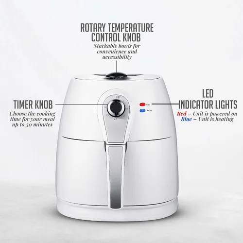 Vista 2 de OVENTE Freidora de aire compacta, olla caliente eléctrica de 3.2 cuartos de galón con potencia de 1400 W, temperatura ajustable, apagado automático