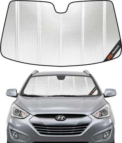 Vista 9 de Pigenius Parasol para parabrisas para Hyundai Tucson 2010-2015, acabado de cuero gris premium