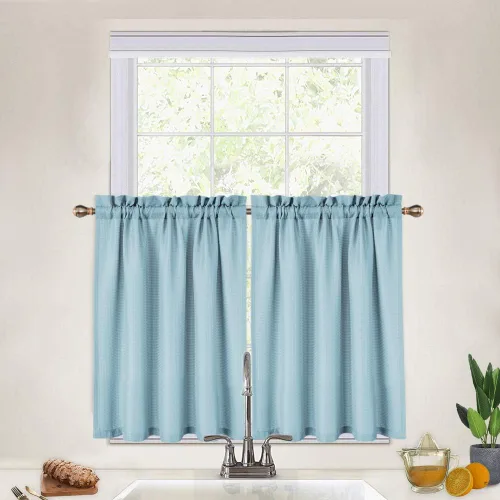 Vista 22 de CAROMIO - Cortina para cocina, cortina texturizada, cortinas para ventana de baño, varios tamaños