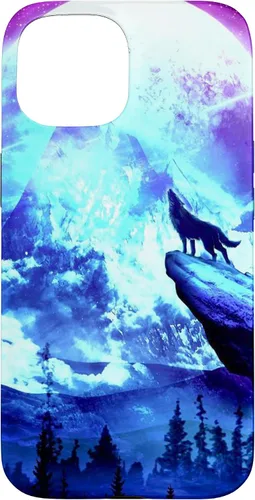 Vista 6 de Funda para iPhone 16 Wolf Mountain Pine Forest Moon Purple Galaxy