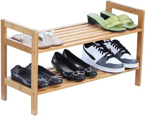 Vista 3 de Zapatero de bambú de 2 niveles Oceanstar, natural