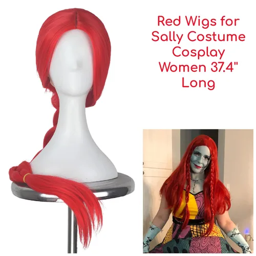 Vista 2 de M MISS U HAIR Missuhair - Peluca larga trenzada roja roja para mujer, peluca de disfraz de vaquera Jessie para mujer, 37.4in de largo, disfraz
