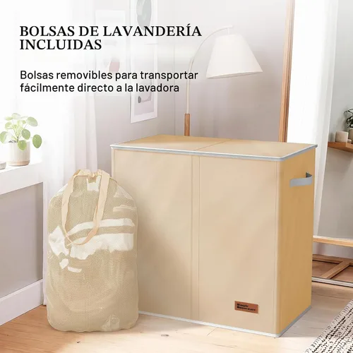Vista 8 de Simple Houseware - Cesta doble para la ropa sucia, con tapa