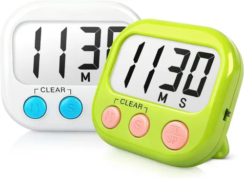 Vista 27 de Temporizadores de aula para profesores y niños, temporizador digital magnético grande, suministros para profesores, paquete de 2, azul y verde