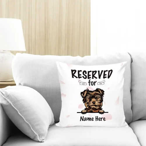 Vista 2 de Funda de almohada personalizada reservada para el perro, Cavalier King Charles Spaniel cachorro, funda de almohada de lona blanca para decoración