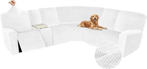 Vista 446 de Arfntevss Fundas de sofá seccional reclinable de terciopelo, Funda de sofá seccional de esquina para sofá reclinable, Funda elástica suave