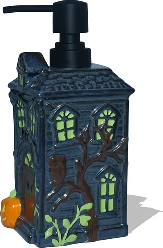 Vista 9 de Dispensador de jabón de cerámica para niños, juego de dispensador de loción y jabón dispensador de jabón líquido recargable para manos para baño