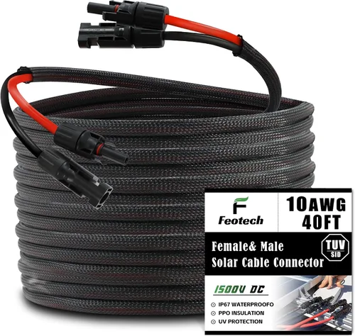 Vista 20 de Cable de extensión solar de doble cable de 6 pies – Conector de panel solar de 10 AWG (6 mm²), con conectores solares IP67 macho/hembra