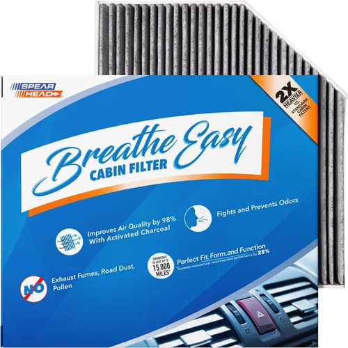 Vista 50 de Spearhead Odor Defense Breathe Easy - Filtro de cabina para AC y calentador Compatible con Chrysler 200 2015-17, Cherokee 2014-18 como OEM Hasta