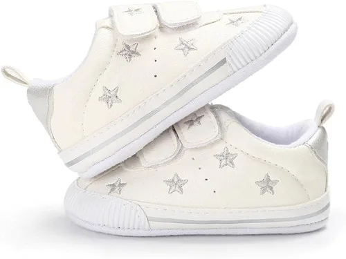 Vista 2 de KKIIDDSS Unsex - Zapatos de piel sintética para bebés y niñas, con parte superior alta, con cordones, suela suave, antideslizantes, para recién
