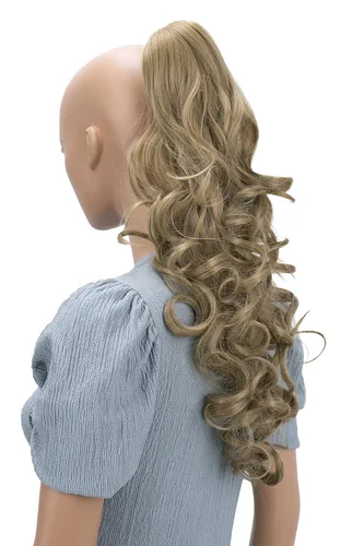 Vista 15 de Prettyshop - Extensión de cola de caballo de 24 pulgadas con clip, larga, voluminosa, ondulada, resistente al calor, color negro H63