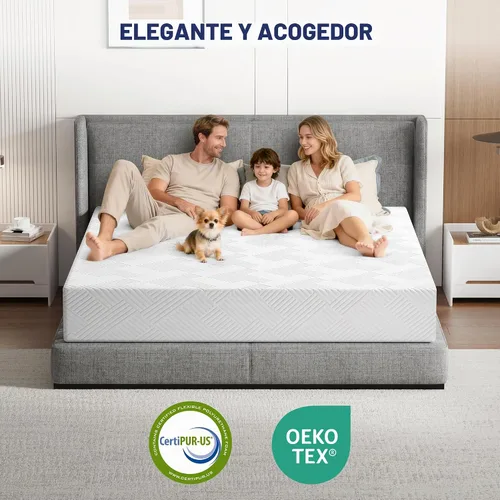 Vista 6 de Colchón tamaño Queen de 10 pulgadas, colchón de espuma viscoelástica de gel Blanco