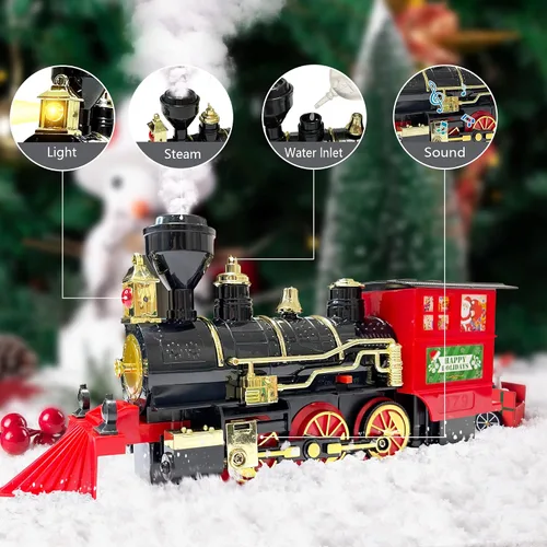 Vista 3 de OCHIDO Conjunto de Trenes - Conjuntos de Trenes de Navidad para Debajo del Árbol, Juguete de Tren Eléctrico de Regalo para Niños y Niñas, con Kits