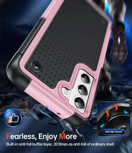 Vista 4 de LeYi Funda para Galaxy S21 FE-5G: Funda Samsung S21 FE con protector de pantalla, doble capa protectora de policarbonato duro y TPU suave Android