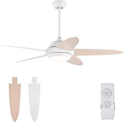 Vista 11 de Tangkula Ventilador de techo de 52 pulgadas con luces, ventilador de techo LED moderno para interiores, control remoto, motor reversible, 5