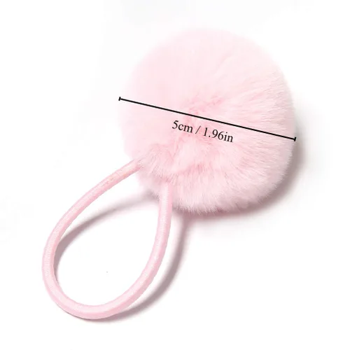 Vista 6 de SUSULU Bandas elásticas de pelo sintético de conejo con pompón para mujer, banda de goma con soporte de cola de caballo de 2.0 in, accesorios 6