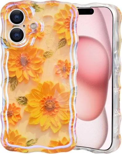 Vista 18 de IDweel Funda para iPhone 11, Lujosa Pintura al Óleo Retro Colorida con Patrón de Flores Brillantes Impresas, Lindo Borde Ondulado Rizado, Exquisita