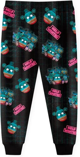 Vista 3 de Angsuyout Conjunto de camisa de Five Night para niños, juego y personaje de película, camiseta gráfica 3D y pantalones, ropa para niños y niñas