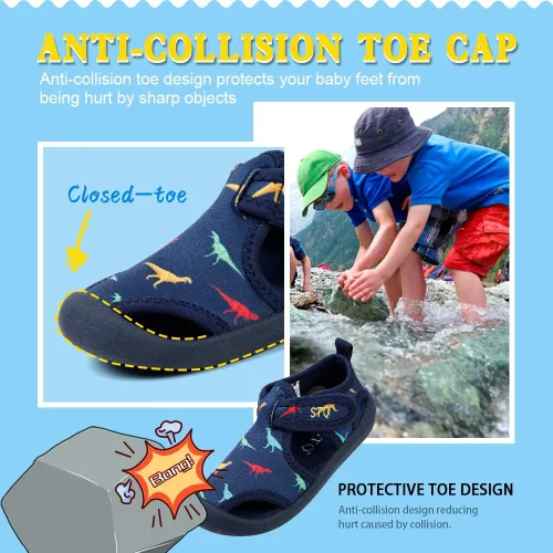 Vista 3 de STQ - Zapatos acuáticos para niños y niñas, de secado rápido, sin cordones, sandalias para la playa, para nadar, para la alberca, para bebés y niños