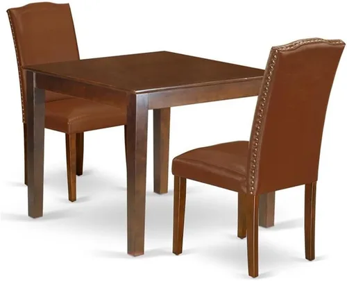Vista 14 de East West Furniture OXEN5-LWH-57 - Juego de mesa y sillas de cocina de 5 piezas, incluye una mesa de comedor cuadrada y 4 sillas de comedor Parsons