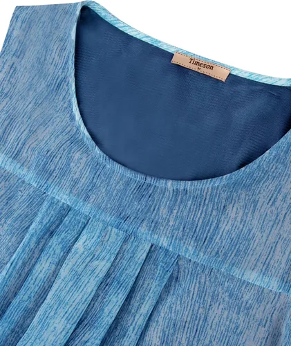 Vista 35 de Timeson - Camiseta de gasa sin mangas, blusa tipo túnica informal de doble capa para mujer