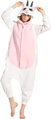 Vista 3 de MizHome Disfraz de Halloween con capucha de cabra Kigurumi Cosplay de cabra