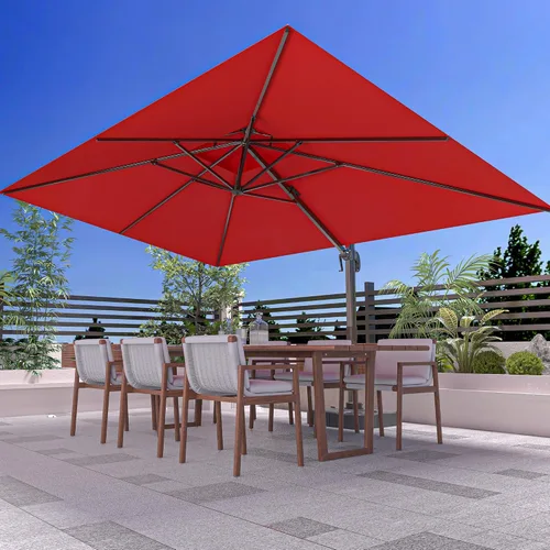 Vista 25 de Sombrilla de 10 x 13 pies para exteriores, sombrilla grande rectangular con viga voladiza, resistente, con rotación de 360°, sombrilla con Beige