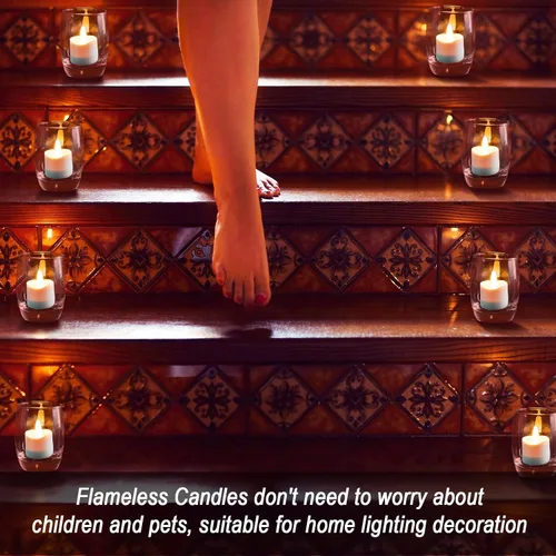 Vista 6 de HL Velas sin llama con temporizador remoto, más de 100 horas recargables, impermeables, funciona con pilas, con base de carga, velas flotantes