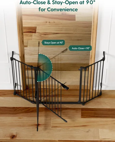 Vista 4 de Babelio Puerta de bebé extra ancha de 72 pulgadas, valla de perro de 30 pulgadas de alto con cierre automático para escaleras, puertas de cocina