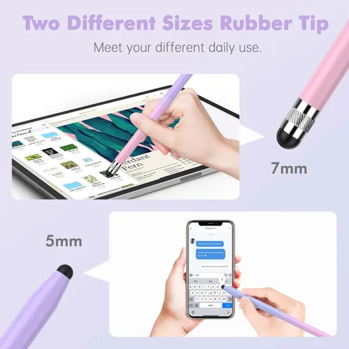 Vista 3 de 5 piezas de lápices táctiles, lápiz táctil 2 en 1 de alta sensibilidad capacitiva para pantalla táctil para iPad, iPhone, Android, Samsung, Tablets