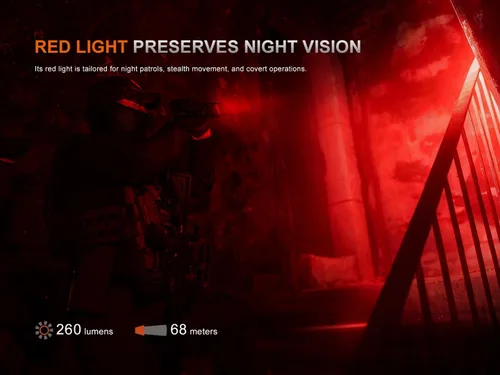 Vista 5 de Fenix TK28R Linterna táctica, linterna LED recargable de 6500 lúmenes con luz roja, carga rápida USB, IP68 impermeable, largo alcance 437 yardas