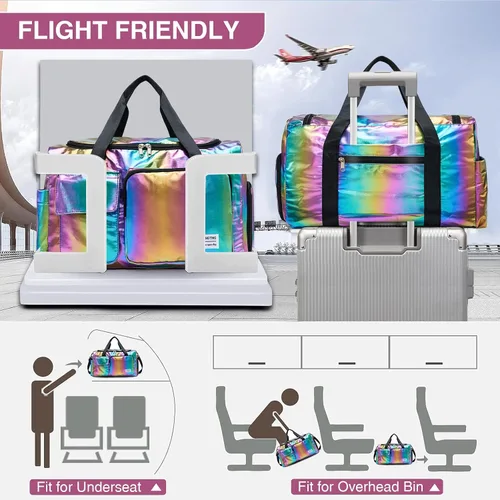 Vista 395 de Pequeña bolsa de gimnasio para mujer, bolsa de viaje con compartimento para zapatos