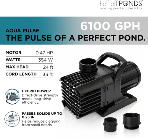 Vista 6 de HALF OFF PONDS Simply Waterfalls 6100 - Kit de cascada con revestimiento de PVC de 10' x 25' y bomba de 6,100 GPH - PVCPLAN4