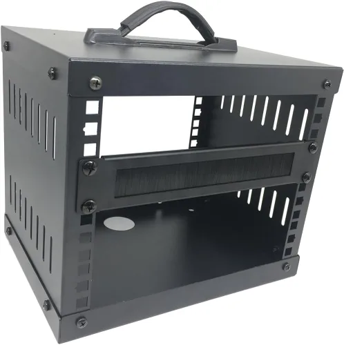 Vista 2 de Mini panel de gestión de cables de 1U de 10 pulgadas con tira de cepillo para entrada de cables en rack de servidores de 10 pulgadas, gabinete