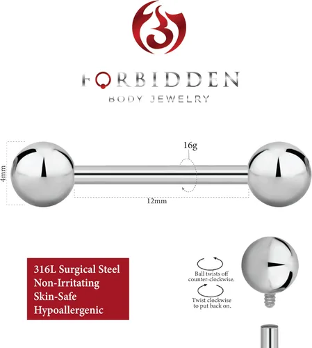 Vista 22 de Piercing para el cuerpo de titanio con rosca interna de 0.45 a 0.63 onzas (se vende individualmente)