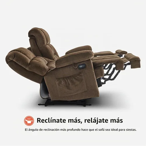 Vista 5 de MCombo Sillón reclinable de gravedad cero con consola, masaje con calor y vibración, sofá reclinable con puertos USB, portavasos para sala de estar