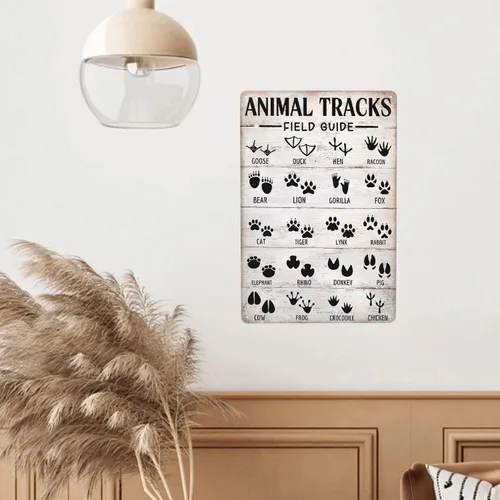 Vista 7 de HORSESBLANKET Cartel de metal de aluminio vintage con huellas de animales, letrero de metal para cafetería, hogar, retro, club, bar, baño, póster