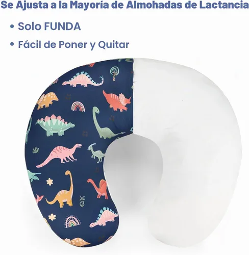 Vista 3 de Funda de almohada de lactancia, funda de almohada de lactancia para bebés, niñas y niños, suave y transpirable, dinosaurio azul (solo funda)