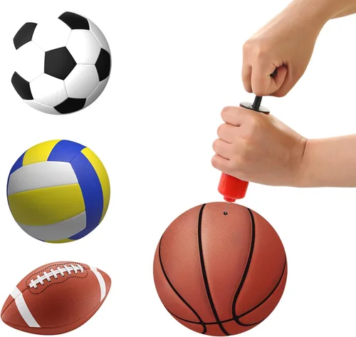 Vista 5 de Kit de inflador de mano de 3 piezas, bomba de aire de bola con aguja, boquilla, perfecto para voleibol, baloncesto, fútbol, waterpolo, juego inflable