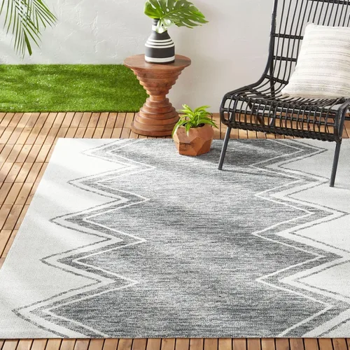 Vista 9 de Home Dynamix Nicole Miller New York Patio Sofia Leon alfombra de área para interiores y exteriores, negro/marfil, rectangular de 7 pies 9 pulgadas x