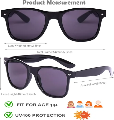 Vista 4 de Eyegla Paquete de 8/12/18 lentes de sol de neón a granel coloridos para fiesta, gafas retro para fiesta para adultos, hombres y mujeres