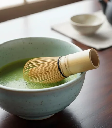 Vista 3 de Matcha Whisk - Juego de 2 piezas de persecución de bambú hecho a mano, agitador japonés tradicional de 100 puntas para una auténtica preparación