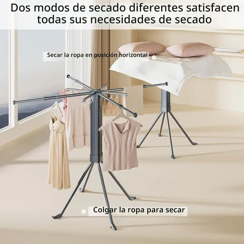 Vista 6 de BIREN Tendedero de Ropa Plegable Extensible Tendedero de Lavandería con 16 Clips Tendedero de Ropa Plegable que Ahorra Espacio para Colgar Ropa