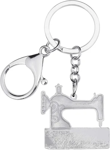 Vista 5 de BONSNY Llaveros de metal esmaltado novedosos para máquina de coser para mujeres y niñas regalo de automóvil bolso anillos dijes