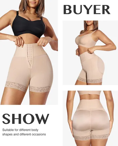 Vista 5 de FeelinGirl Shapewear - Pantalones cortos moldeadores de abdomen con ribete de encaje