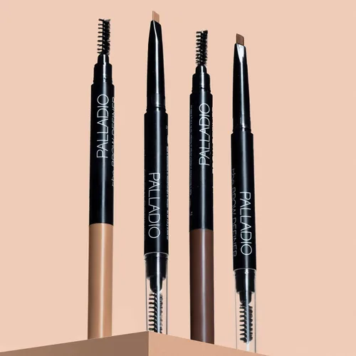 Vista 6 de Palladio Lápiz retráctil para definir cejas, punta triangular rellena las cejas para un aspecto natural, domina y da forma a las cejas con cepillo