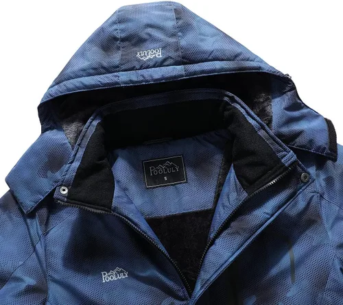 Vista 5 de Pooluly - Chaqueta impermeable de invierno, esquí, snowboard, para hombre, con capucha, rompevientos.