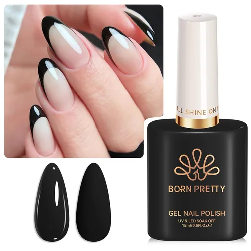 Vista 8 de Born Pretty - Esmalte de uñas de gel negro, diseño de Halloween negro opaco Negro puro