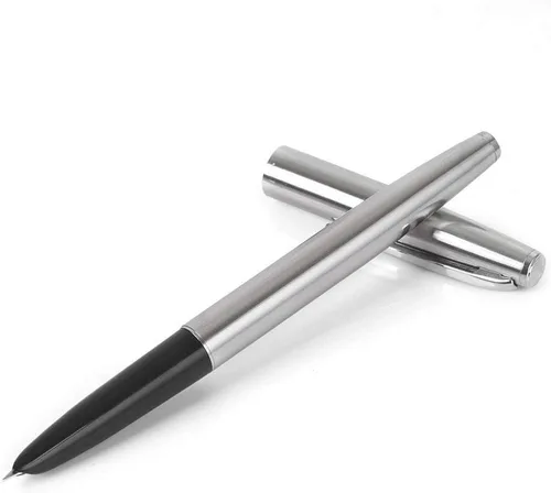 Vista 3 de Gullor Juego de 5 plumas estilográficas clásicas de acero inoxidable EF con convertidores de tinta